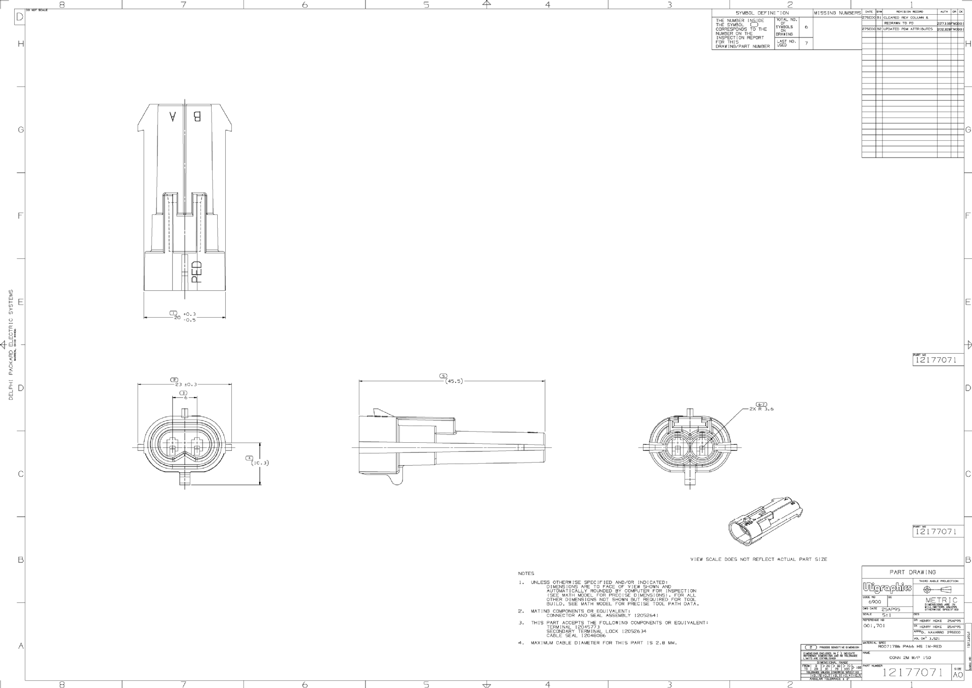 德尔福2芯护套公制接插头12177071原厂