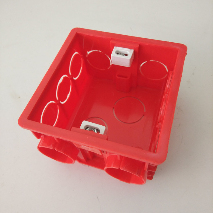 拼装线盒86型墙壁开关插座底暗装接线盒 家装彩红色塑料扣PVC阻燃拼装线盒