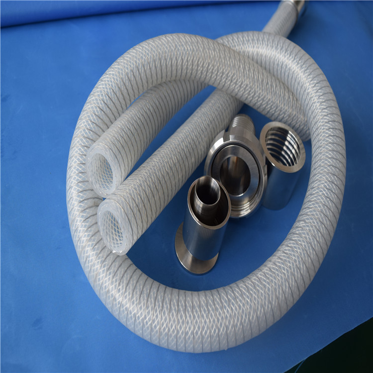 高温高压软管透明食品级编织增强网纹硅胶软管