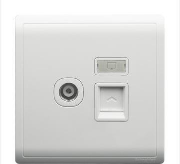 施耐德丰尚系列带保护门单联电视+电脑插座 E8232TVRJS-5