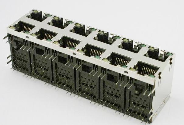 上下排12口带灯RJ45插座 带灯rj45插座