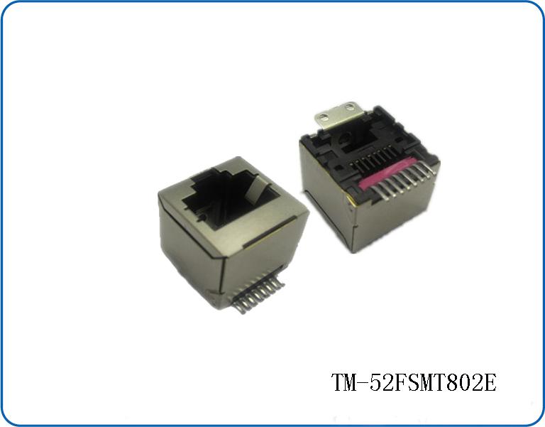 连接器厂家定制RJ45 SMT贴片式网络插座 8p8c 直插180度 PCB插座
