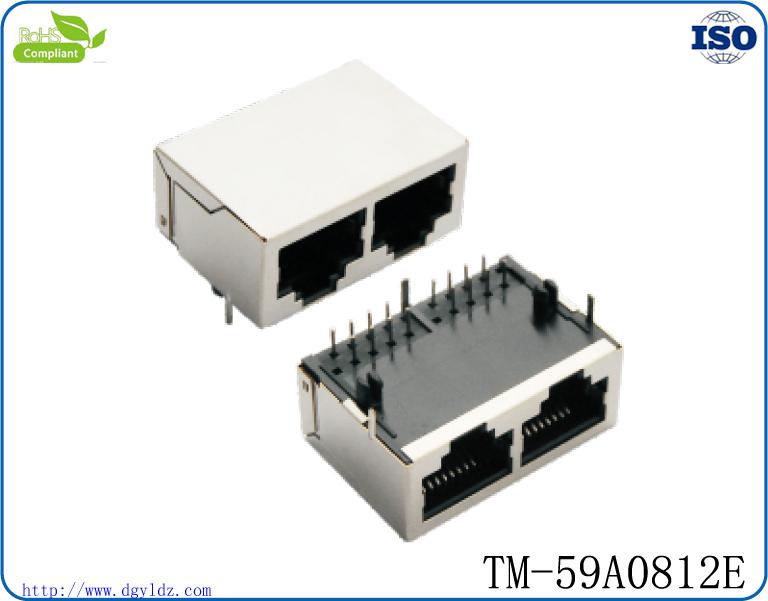 东莞连接器厂家定制RJ45双口网络插座 路由器交换机用PCB面板 PCB插座