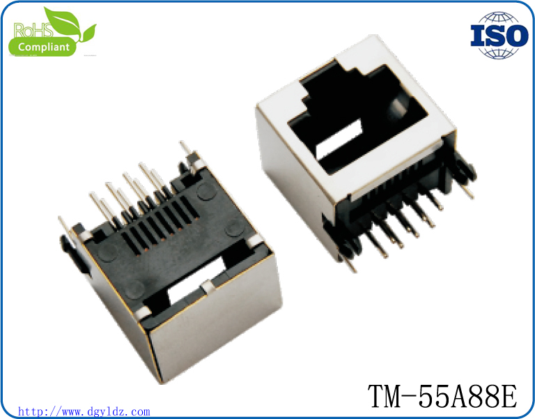 东莞市定制RJ45 PCB插座 带屏蔽DIP插板式 RJ45屏蔽插座