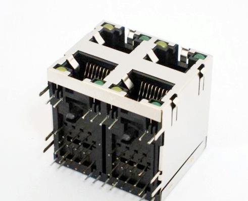 RJ45 JACK双层带LED PCB插座 rj45插座