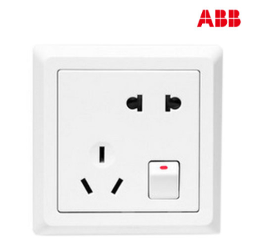 ABB 开关插座 德逸系列/白色/五孔带开关插座；AE225